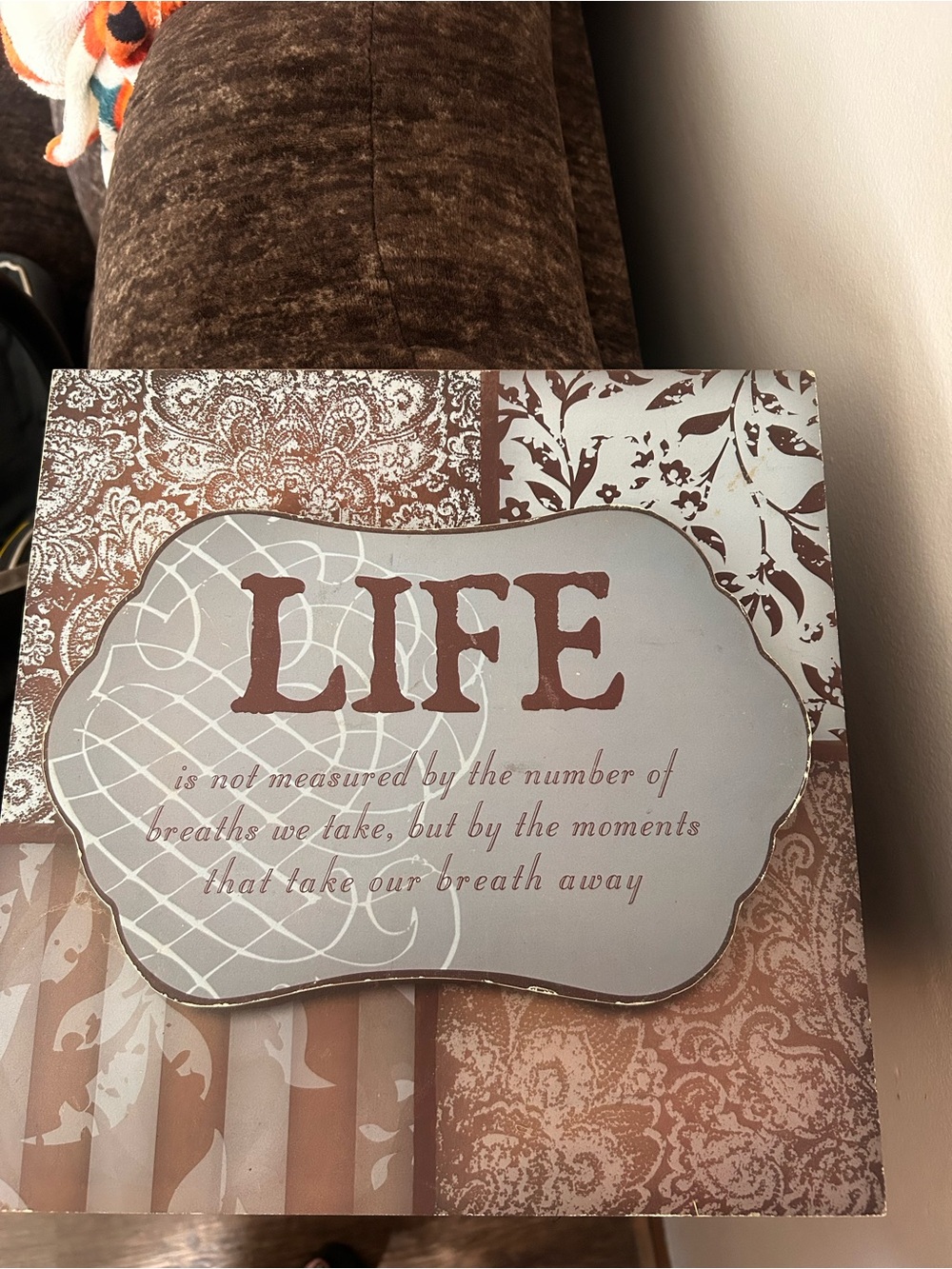 Life Inspirational Wall Plaque - Brown and Cream